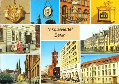 AK, Berlin Mitte, Nikolaiviertel, neun Abb., 1989