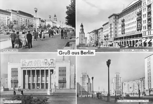 AK, Berlin Friedrichshain, vier Abb., Karl-Marx-Allee, 1962