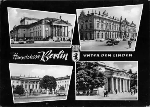 AK, Berlin Mitte, Unter den Linden, vier Abb., gestaltet, 1964