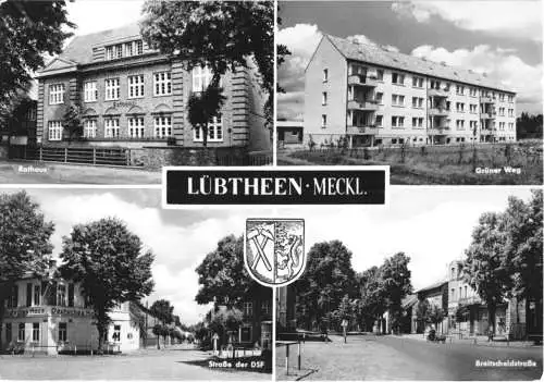 AK, Lübthen Meckl., vier Abb., u.a. Grüner Weg, 1966