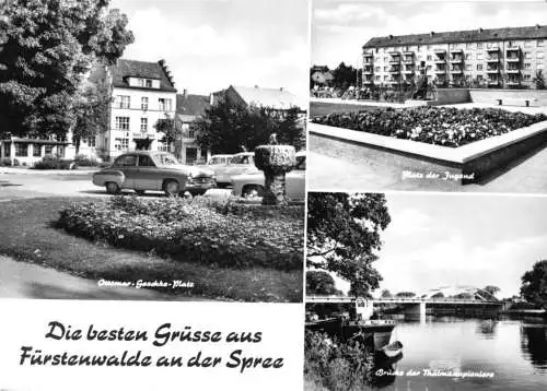 AK, Fürstenwalde Spree, drei Abb., u.a. Ottomar-Geschke-Platz, 1969