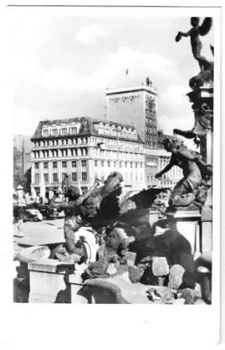 AK, Leipzig, Mende-Brunnen, 1955