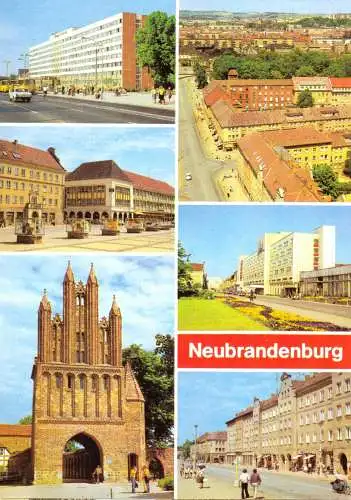 Ansichtskarte, Neubrandenburg, sechs Abb., 1989