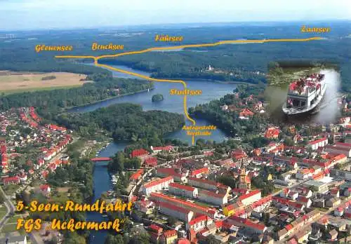 AK, Templin Uckermark, Luftbildansicht, um 1998