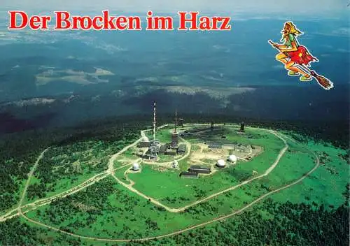 AK, Brocken Harz, Luftbild des Berggipfels, 1992