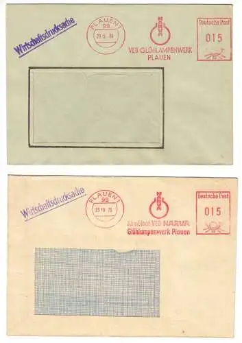 zwei AFS, VEB Glühlampenwerk Plauen, o Plauen 1, 99, 1969 bzw 1973