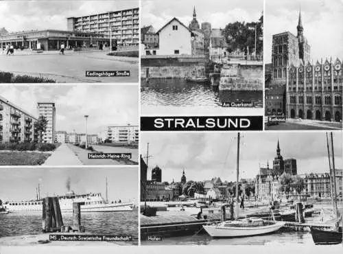 AK, Stralsund, sechs Abb., u.a. Kedingshäger Str., 1973