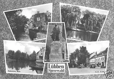 Ansichtskarte, Lübben Spreewald, 5 Abb., u.a. Breite Str., 1964