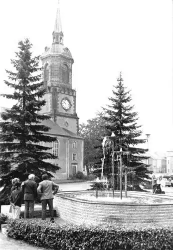 Ansichtskarte, Frauenstein Erzgeb., Markt mit Brunnen und Kirche, 1978