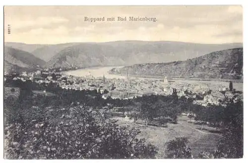 Ansichtskarte, Boppard mit Bad Marienberg, Gesamtansicht, um 1910