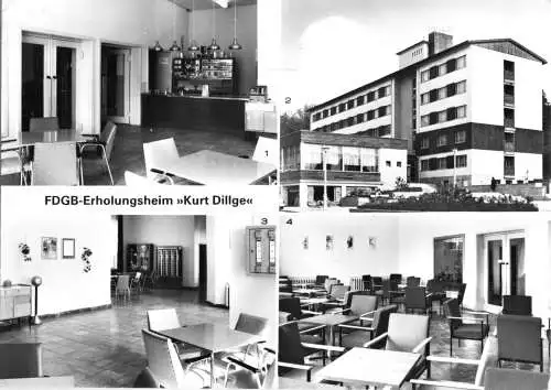 Ansichtskarte, Friedrichsbrunn Harz, FDGB-Heim "Kurt Dillge", vier Abb., 1983