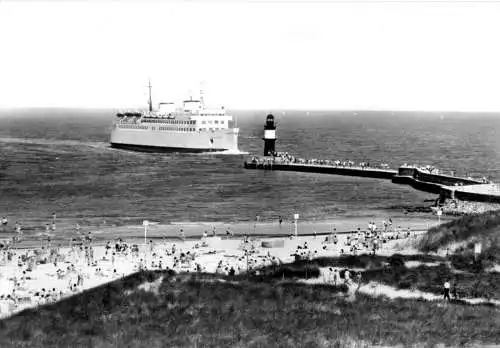 AK, Rostock Warnemünde, Fährschiff "Warnemünde" an der Mole, 1977