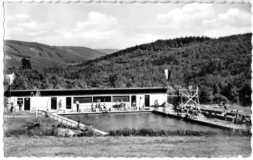 AK, Vielbrunn Odw., Schwimmbad, belebt, 1954