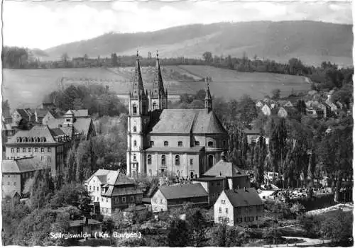 Ansichtskarte, Schirgiswalde, Teilansicht mit Kirche, 1967
