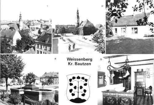 Ansichtskarte, Weissenberg Kr. Bautzen, fünf Abb., 1984