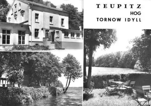 Ansichtskarte, Teupitz Kr. Königs Wusterhausen, HOG Tornow Idyll, drei Abb., 1978