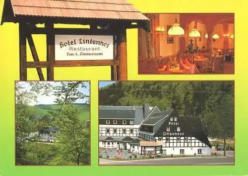 Ansichtskarte, Holzhau, Hotel Lindenhof, 3 Abb., ca. 1991