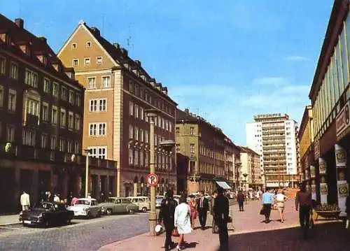 AK, Karl-Marx-Stadt, Innere Klosterstraße, belebt, 1969