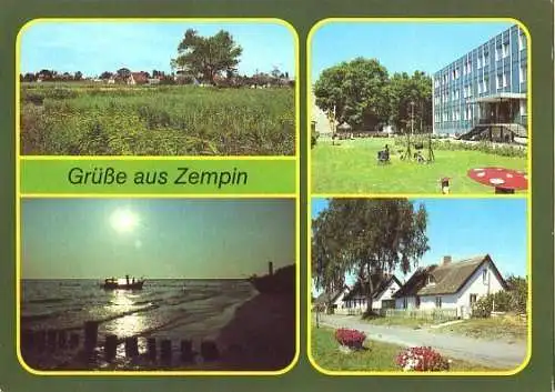 Ansichtskarte, Zempin Kr. Wolgast, 4 Abb., u.a. Dorfstr., 1986
