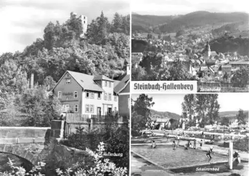 AK, Steinbach - Hallenberg, drei Abb., u.a. Schwimmbad