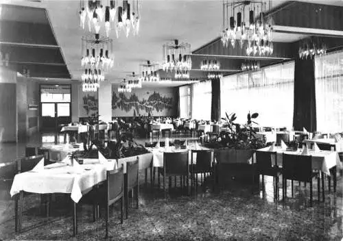 AK, Oberhof Thür. Wald, Interhotel "Panorama", Restaurant "Rennsteig", 1974