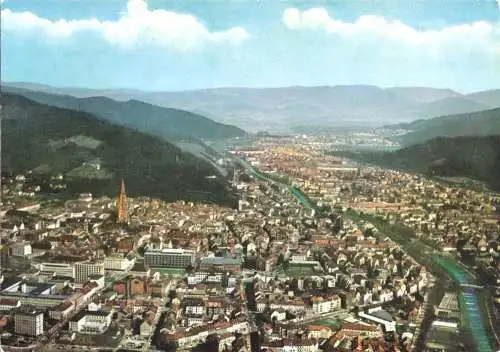 AK, Freiburg im Breisgau, Luftbild, um 1972