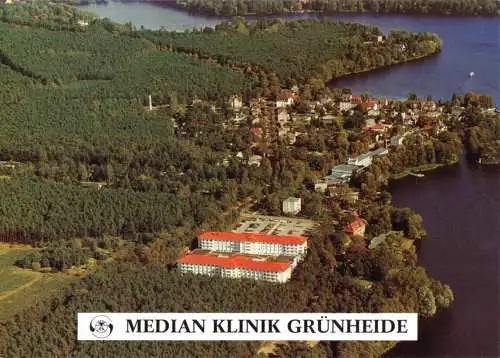 AK, Grünheide b. Berlin, Luftbild mit Median-Klinik, um 2000