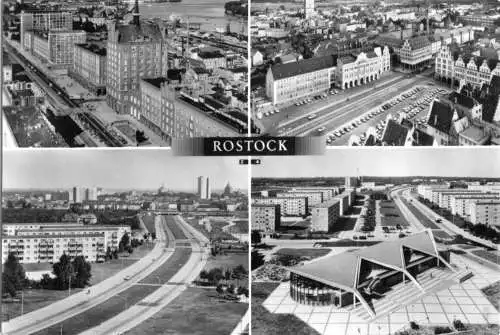 AK, Rostock, vier Straßenansichten, 1974