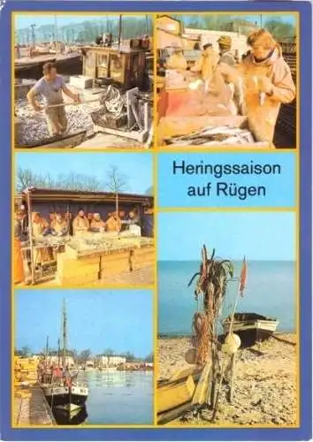 AK, Rügen, 5 Abb, Ansichten aus der Heringssaison, 1988