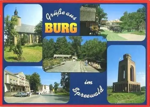 AK, Burg Spreewald, 5 Abb., u.a. Hafen, ca. 1994