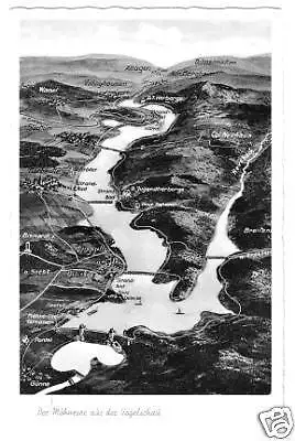 AK, Der Möhnsee aus der Vogelschau, ca. 1953