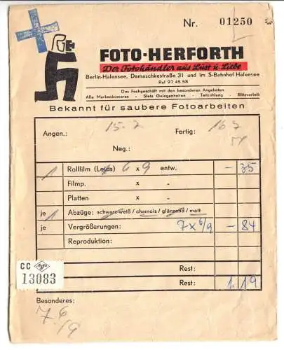 Fototasche, Foto Herforth, Berlin Halensee, 1954