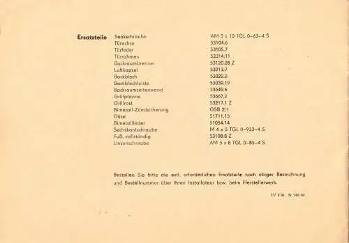 Montage- und Bedienungsanleitung, Haushalt-Gasherd HG 3/102 Z, 1968, Magdeburg