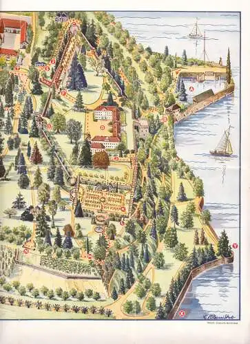 tour. Faltblatt, Führer durch die Insel Mainau mit Inselplan, um 1935