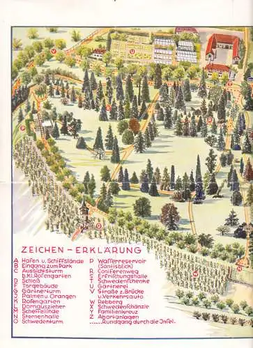 tour. Faltblatt, Führer durch die Insel Mainau mit Inselplan, um 1935