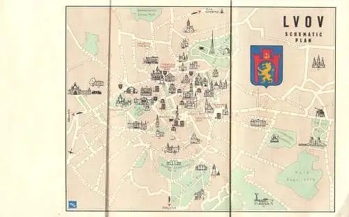 touristischer Innenstadtplan, Lvov, Lwiw, um 1980