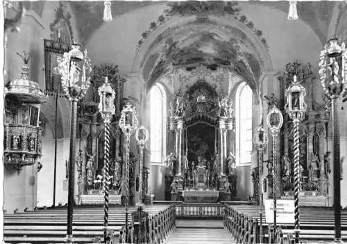 AK, Mittenwald, Innenansicht der Pfarrkirche, um 1960