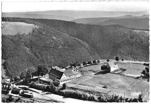 AK, St. Andreasberg Oberharz, Berghotel Glockenberg-Baude, Luftbildansicht, 1957