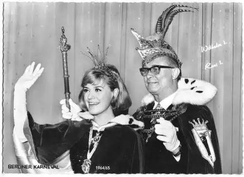 AK, Berlin West, Berliner Karneval 1964/65, Prinzenpaar Wilhelm I, Reni I.