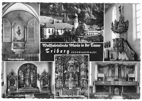 AK, Triberg Schwarzwald, Wallfahrtskirche Maria in der Tanne, sechs Abb., 1970
