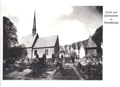 AK, Norderbrarup, Dorfkirche St. Marien, Kirche und Glockenturm, um 1990