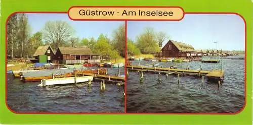AK lang, Güstrow, Am Inselsee, zwei Abb., 1987