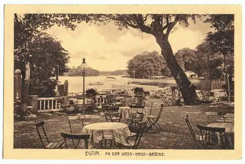 AK, Eutin, An der Voss-Haus-Brücke, Gartenlokal, 1919