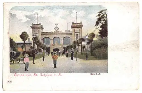 AK, Saarbrücken, St. Johann, Bahnhof, um 1904