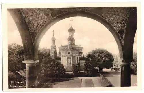 AK, Darmstadt, Blick zur Russischen Kapelle, 1943