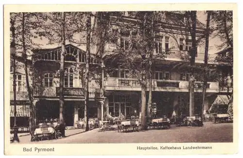 AK, Bad Pyrmont, Hauptallee mit Kaffeehaus "Landwehrmann", um 1928