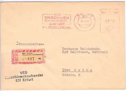 AFS, VEB Maschinenbauhandel Erfurt, R-Brief, o Erfurt, 501, 8.10.81