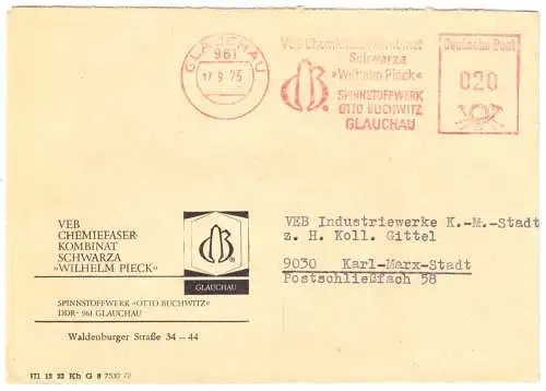 AFS, Spinnstoffwerk Otto Buchwitz, Glauchau, o Glaucha, 961, 17.9.73