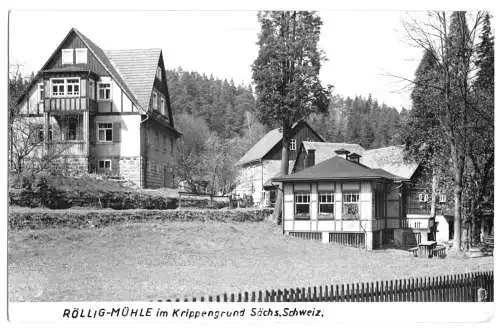 AK, Krippengrund Sächs. Schweiz, Röllig-Mühle, 1967