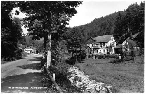 AK, Grubersmühle Sormitzgrund, Partie am Bach, 1964